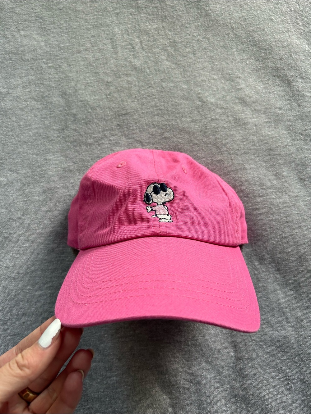 Pink Snoopy Embroidered Ivory Ella Hat